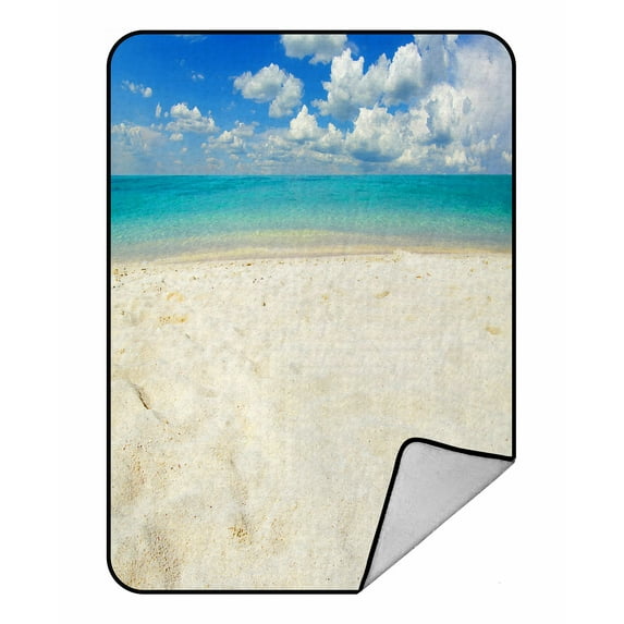 ABPHQTO Beach And Tropical Sea Fleece Blanket Fleece Back Throw Blanket 58x80 inch