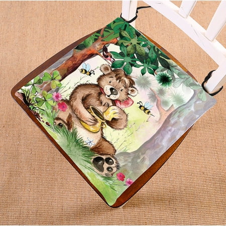 ABPHQTO Bear Eats Honey Chair Pad Seat Cushion Chair Cushion Floor Cushion Two Sides Printing 16x16 Inch