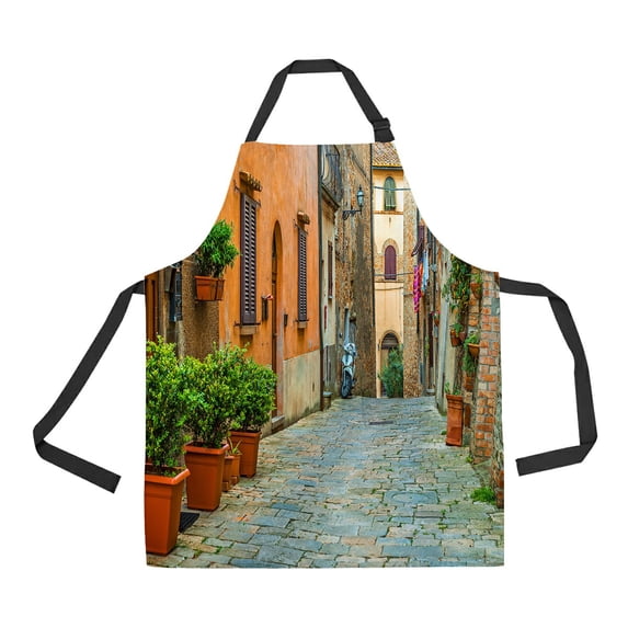 ABPHQTO Beautiful Alley In Tuscany Old Town Italy Apron Home Kitchen Apron with Pockets