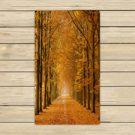ABPHQTO Beautiful Autumn Lane In The Forest Towels,Beach Bath Pool Sprot Travel Hand Spa Towel 16x28 Inch