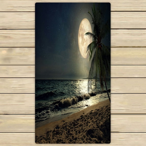 ABPHQTO Beautiful Fantasy Tropical Beach Milky Way Star Moon Towels,Beach Bath Pool Sprot Travel Hand Spa Towel 30x56 Inch