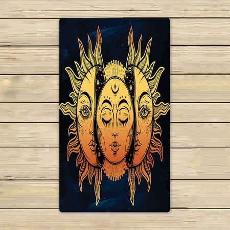 ABPHQTO Beautiful Moon And Sun With Faces Towels,Beach Bath Pool Sprot Travel Hand Spa Towel 16x28 Inch