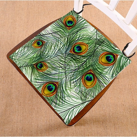 ABPHQTO Beautiful Peacock Feathers Chair Pad Seat Cushion Chair Cushion Floor Cushion Two Sides Printing 18x18 Inch