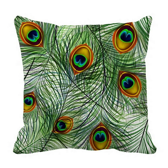 ABPHQTO Beautiful Peacock Feathers Pillow Case Pillow Cover Pillow Protector Two Sides For Couch Bed 16x16 Inch