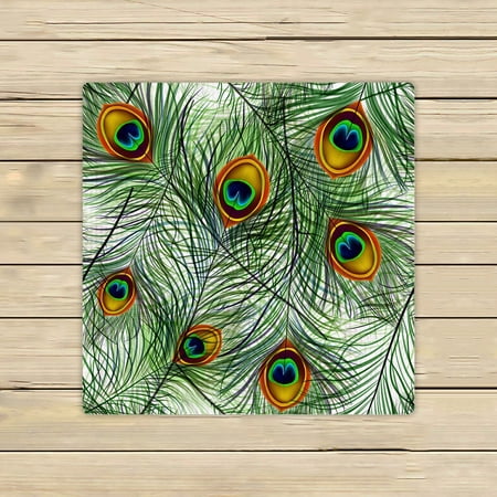 ABPHQTO Beautiful Peacock Feathers Towels Beach Bath Pool Sprot Travel Hand Spa Towel 13x13 Inch
