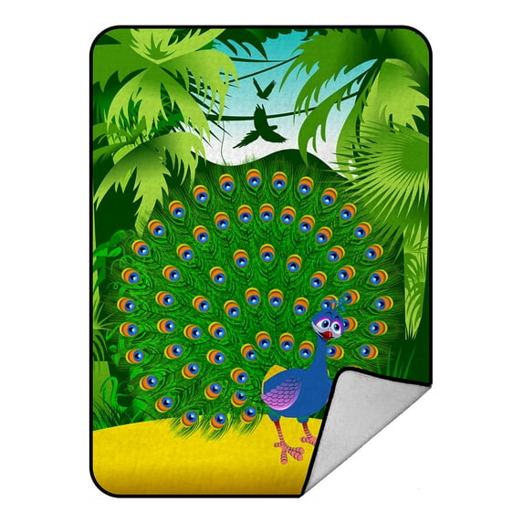 ABPHQTO Beautiful Peacock Fleece Blanket Fleece Back Throw Blanket 58x80inch