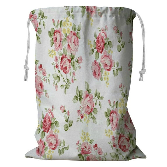 ABPHQTO Beautiful Rose Flower Pattern Little Floral Bouquet Storage Basket Laundry Bag with Drawstring 24x32 Inch