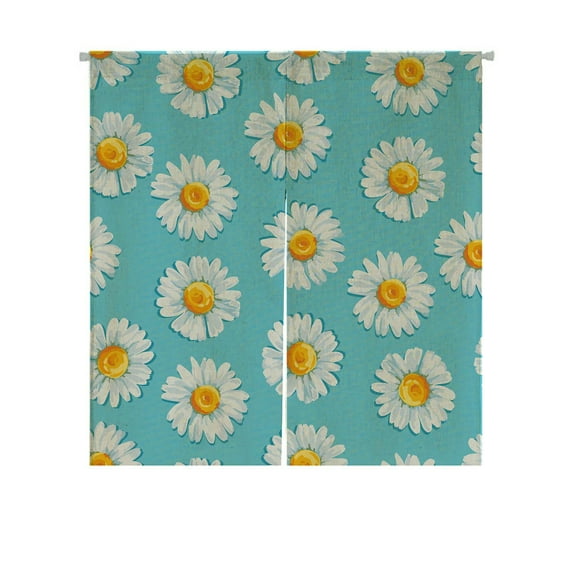 ABPHQTO Beautiful Summer Daisies Flowers Japanese Noren Curtain Doorway Door Window Treatment Curtains Cotton Linen Curtain 85x90 cm