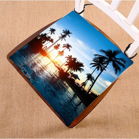 ABPHQTO Beautiful Sunset At A Beach Resort In The Tropics Chair Pad Seat Cushion Chair Cushion Floor Cushion Two Sides Printing 18x18 Inch