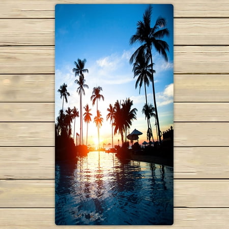 ABPHQTO Beautiful Sunset At A Beach Resort In The Tropics Towels Beach Bath Pool Sprot Travel Hand Spa Towel 30x56 Inch