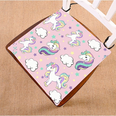 ABPHQTO Beautiful Unicorns And Clouds On A Pink Chair Pad Seat Cushion Chair Cushion Floor Cushion Two Sides Printing 18x18 Inch