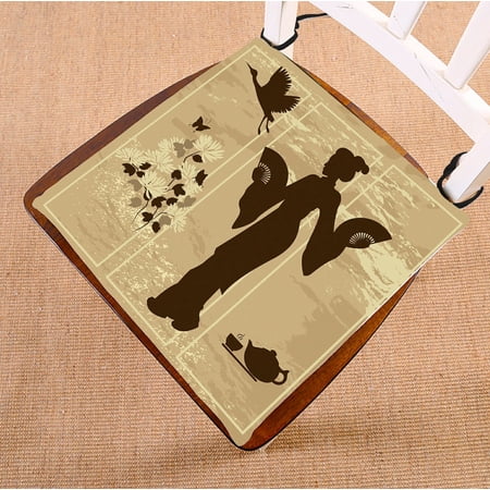 ABPHQTO Beauty Girl Plum Tree Chair Pad Seat Cushion Chair Cushion Floor Cushion Two Sides Printing 20x20 Inch