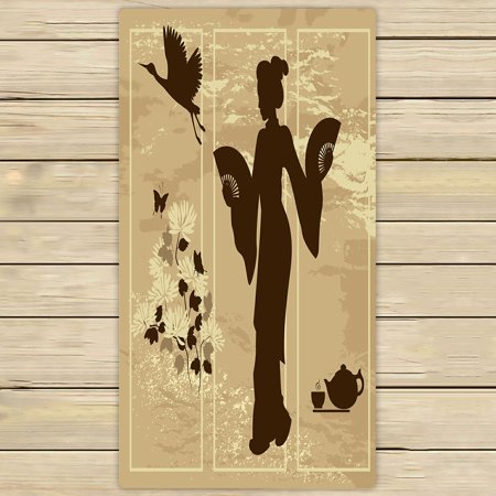 ABPHQTO Beauty Girl Plum Tree Towels,Beach Bath Pool Sprot Travel Hand Spa Towel 30x56 Inch