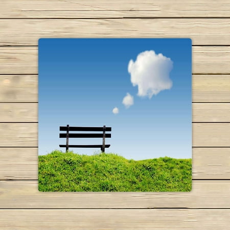 ABPHQTO Bench Green Grass Clouds Clear Blue Sky Towels Beach Bath Pool Sprot Travel Hand Spa Towel 13x13 Inch