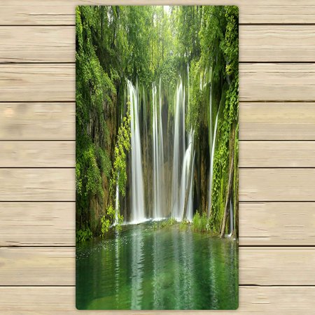 ABPHQTO Big Waterfall From Plitvice Towels Beach Bath Pool Sprot Travel Hand Spa Towel 30x56 Inch