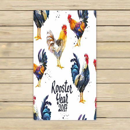 ABPHQTO Bird Different Poses Sketch Realistic Multicolor Rooster White Towels,Beach Bath Pool Sprot Travel Hand Spa Towel 16x28 Inch
