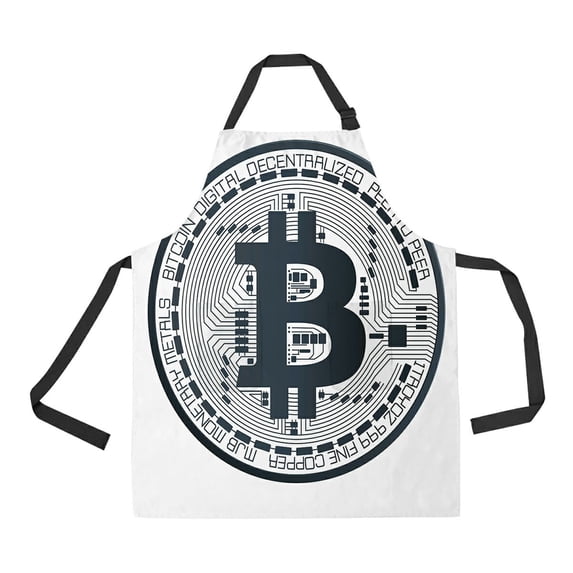 ABPHQTO Bitcoin Digital Currency Apron Home Kitchen Apron with Pockets