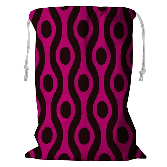 ABPHQTO Black And Magenta Pink Ogee Ikat Polka Dot Pattern Storage Basket Laundry Bag with Drawstring 24x32 Inch