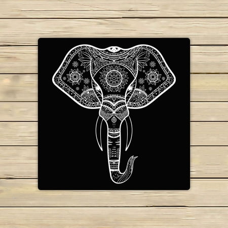 ABPHQTO Black And White Henna Elephant Head Towels,Beach Bath Pool Sprot Travel Hand Spa Towel 13x13 Inch