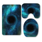 ABPHQTO Black Hole Star Field Outer Space 3 Piece Bathroom Rugs Set Bath Rug Contour Mat and Toilet Lid Cover