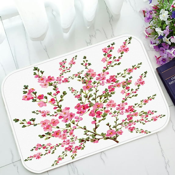 ABPHQTO Blossoming Branch Handmade Paint Spring Doormat Entrance Rug Area Rug Floor Mat Home Decor 23.5x16.7 Inch