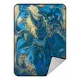 thumbnail image 1 of ABPHQTO Blue And Gold Liquid Texture Fleece Blanket Fleece Back Throw Blanket 58x80 Inch, 1 of 1