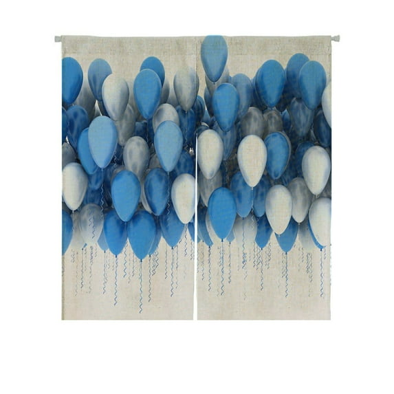 ABPHQTO Blue And White Party Balloons Japanese Noren Curtain Doorway Door Window Treatment Curtains Cotton Linen Curtain 105x120 cm