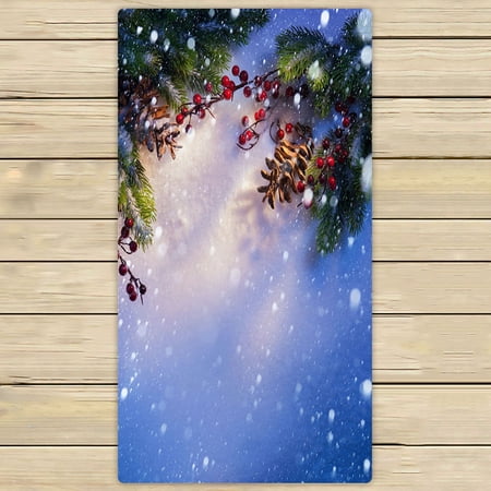 ABPHQTO Blue Christmas Snow Towels,Beach Bath Pool Sprot Travel Hand Spa Towel 30x56 Inch