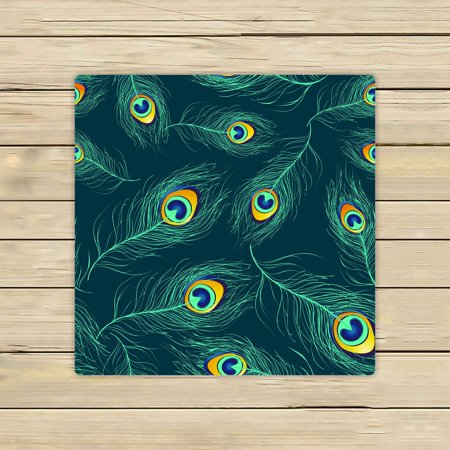 ABPHQTO Blue Green Peacock Feathers Towels,Beach Bath Pool Sprot Travel Hand Spa Towel 13x13 Inch
