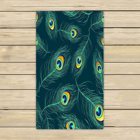 ABPHQTO Blue Green Peacock Feathers Towels,Beach Bath Pool Sprot Travel Hand Spa Towel 16x28 Inch
