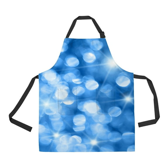 ABPHQTO Blue Holiday Lights Out Of Focus With Stars Apron Home Kitchen Apron with Pockets