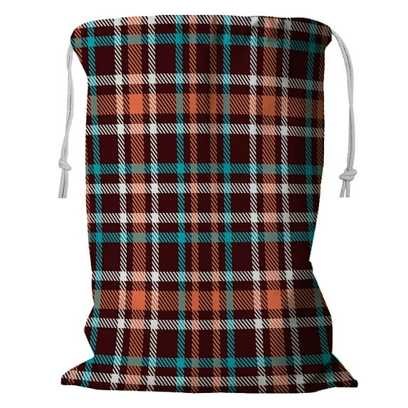 ABPHQTO Blue Red Brown Tartan Checkered Plaid Storage Basket Laundry Bag with Drawstring 18x24 Inch