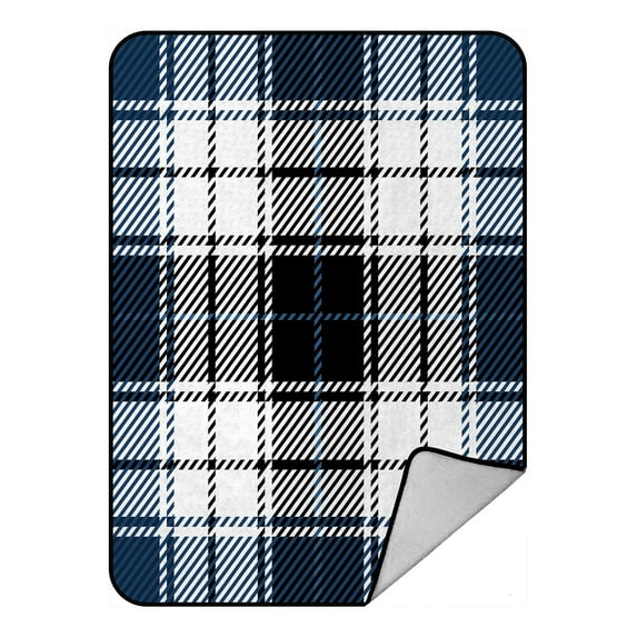 ABPHQTO Blue Scottish Tartan Plaid Pattern Fleece Blanket Fleece Back Throw Blanket 58x80inch