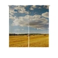 thumbnail image 1 of ABPHQTO Blue Sky Little Clouds Green Forest Yellow Ricks Hay Japanese Noren Curtain Doorway Door Window Treatment Curtains Cotton Linen Curtain 85x120 cm, 1 of 1