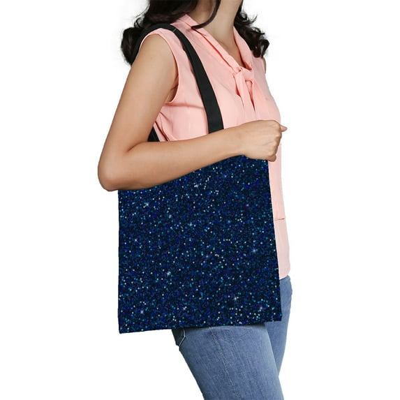 ABPHQTO Blue Sparkles Texture Shine Sapphire Glitter Glamour Canvas Bag Reusable Tote Grocery Shopping Bags Tote Bag 14x16 inch