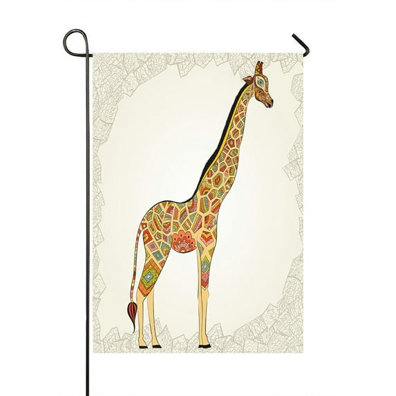 ABPHQTO Boho Giraffe Animal Africa Nature Zoo Paisley Doodle Home Outdoor Garden Flag House Banner Size 28x40 Inch