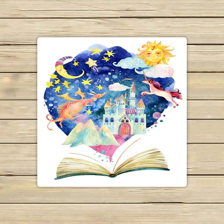 ABPHQTO Book Magic World Fairy Tale Starry Sky Castle Dragon Unicorn Towels Beach Bath Pool Sprot Travel Hand Spa Towel 13x13 Inch