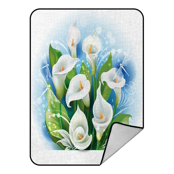 ABPHQTO Bouquet White Calla Lilies Fleece Blanket Fleece Back Throw Blanket 58x80inch