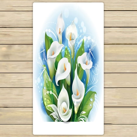 ABPHQTO Bouquet White Calla Lilies Towels,Beach Bath Pool Sprot Travel Hand Spa Towel 30x56 Inch