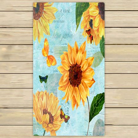 ABPHQTO Branch Japanese Chrysanthemum Flowers Embroidery Autumn Garden Towels Beach Bath Pool Sprot Travel Hand Spa Towel 30x56 Inch