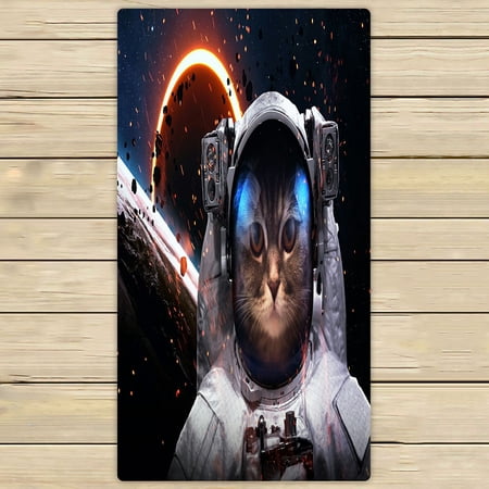 ABPHQTO Brave Cat Astronaut Spacewalk Towels,Beach Bath Pool Sprot Travel Hand Spa Towel 30x56 Inch