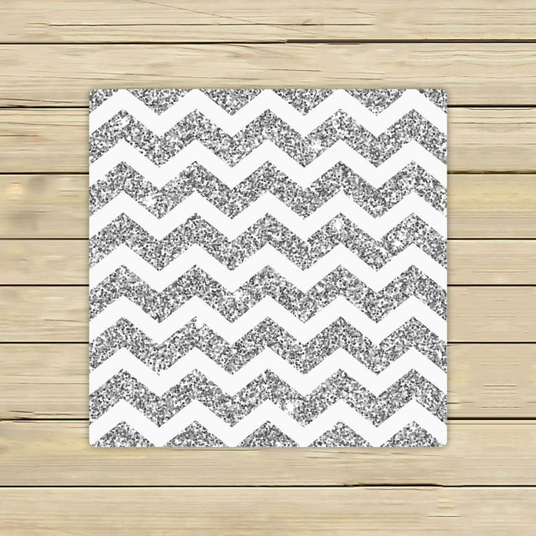 ABPHQTO Bright Chevron Silver Glitter And White Texture Towels Beach Bath Pool Sprot Travel Hand Spa Towel 13x13 Inch