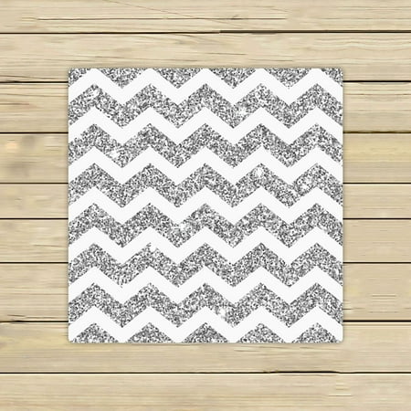 ABPHQTO Bright Chevron Silver Glitter And White Texture Towels,Beach Bath Pool Sprot Travel Hand Spa Towel 13x13 Inch