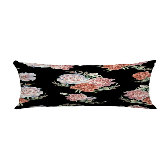 ABPHQTO Bright Cream Roses Pink Red Peonies Black Body Pillow Covers Pillow Case Protector Pillowcase 20x60 Inch
