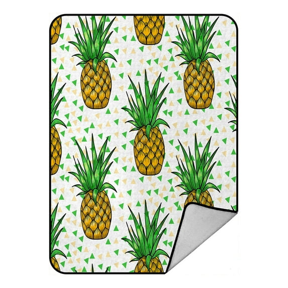 ABPHQTO Bright Pineapples Fleece Blanket Fleece Back Throw Blanket 58x80 Inch