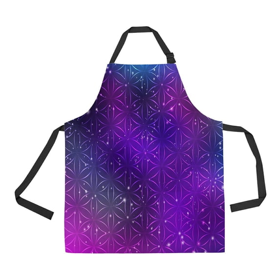 ABPHQTO Bright Sacred Geometry Flower Life Apron Home Kitchen Apron with Pockets