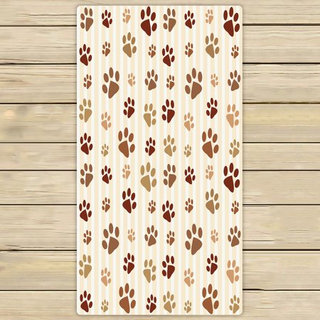 ABPHQTO Brown Footprints Pattern Towels Beach Bath Pool Sprot Travel Hand Spa Towel 30x56 Inch