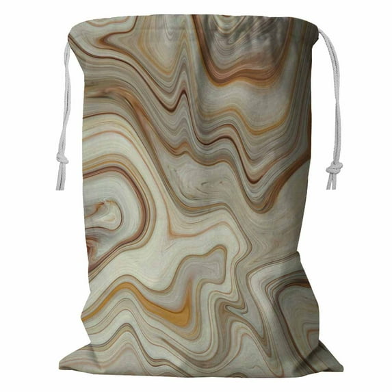 ABPHQTO Brown Marble Texture Storage Basket Laundry Bag with Drawstring 24x32 Inch
