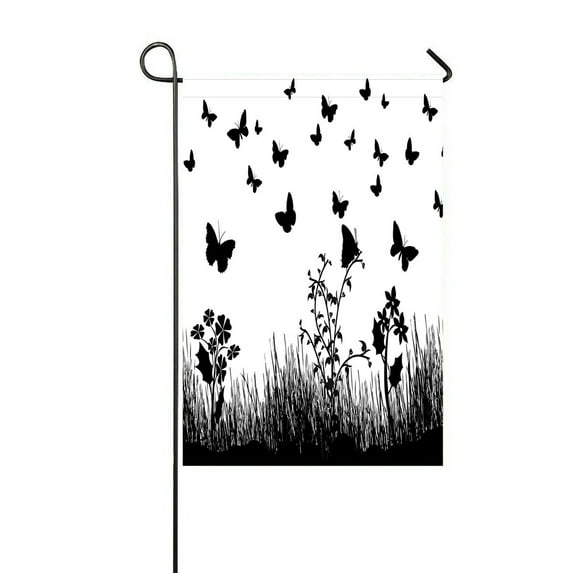 ABPHQTO Butterflies Flowers And Grass Home Outdoor Garden Flag House Banner Size 12x18 Inch