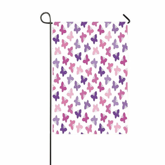 ABPHQTO Butterflies Purple Pink Cute Hipster Home Outdoor Garden Flag House Banner Size 12x18 Inch